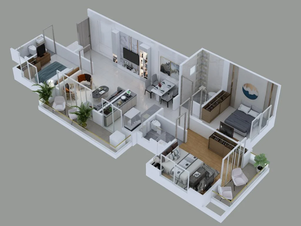 3 BHK Homes floor plan